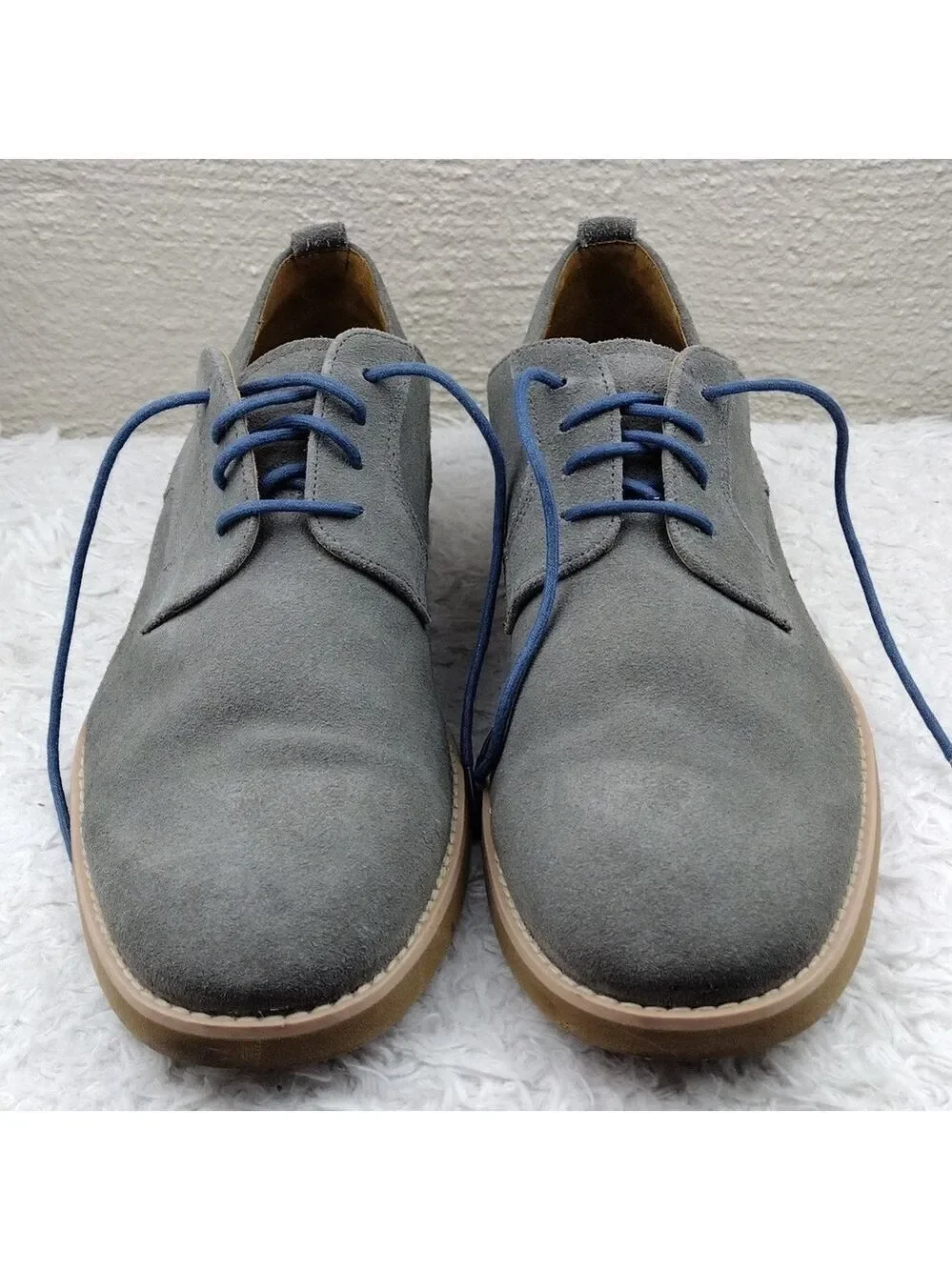Johnston & Murphy Men's Grey Suede Leather Upper Lace Up Low Heel Oxford Shoe